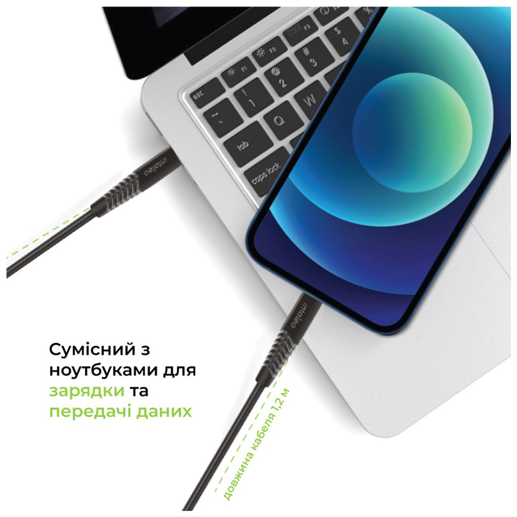 Дата кабель USB-C to Lightning 1.2m CBFLEXTL1 18W black Intaleo (1283126542459) - зображення 4