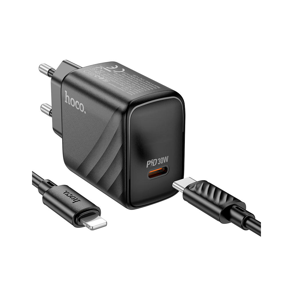Зарядний пристрій HOCO CS22A Value USB-C PD30W + cable USB-C to Lightning Black (6942007609920) - зображення 4