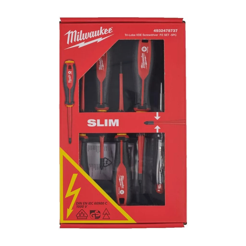 Набір викруток Milwaukee тригранних VDE PZ/SL + тестер напруги, 5 шт (4932478737) - зображення 2