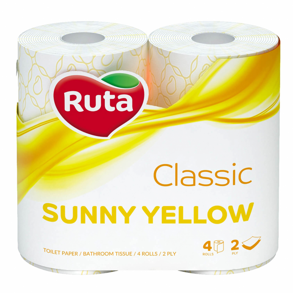 Туалетний папір Ruta Classic 2 шари Жовтий 4 рулони (4820023748835) - зображення 1
