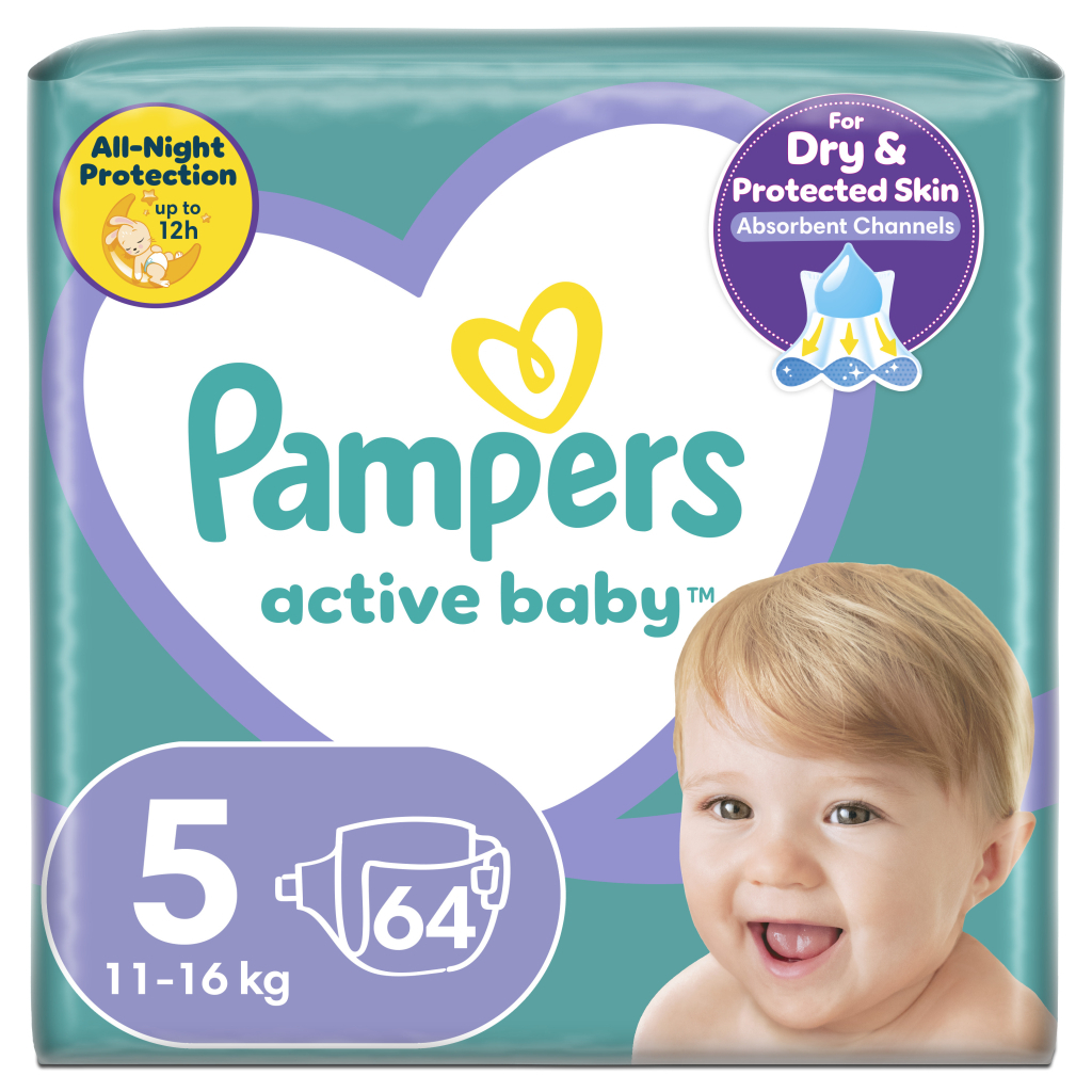 Підгузки Pampers Active Baby Junior Размер 5 (11-16 кг) 64 шт (8001090949974) - зображення 1