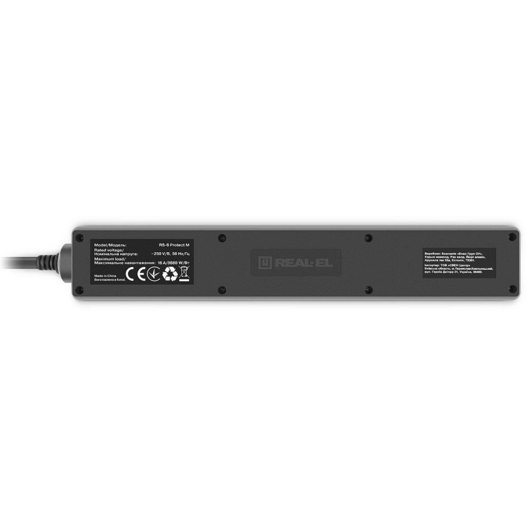 Мережевий фільтр живлення REAL-EL RS-6 Protect M 1.8m, black (EL122300032) - зображення 7