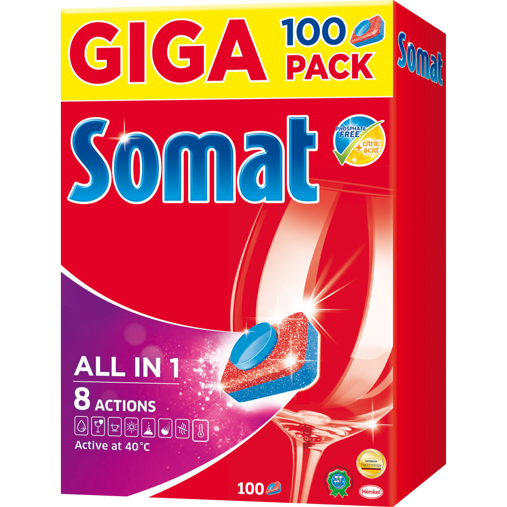 Таблетки для посудомийних машин Somat All in 1 100 шт (9000101020236) - зображення 1