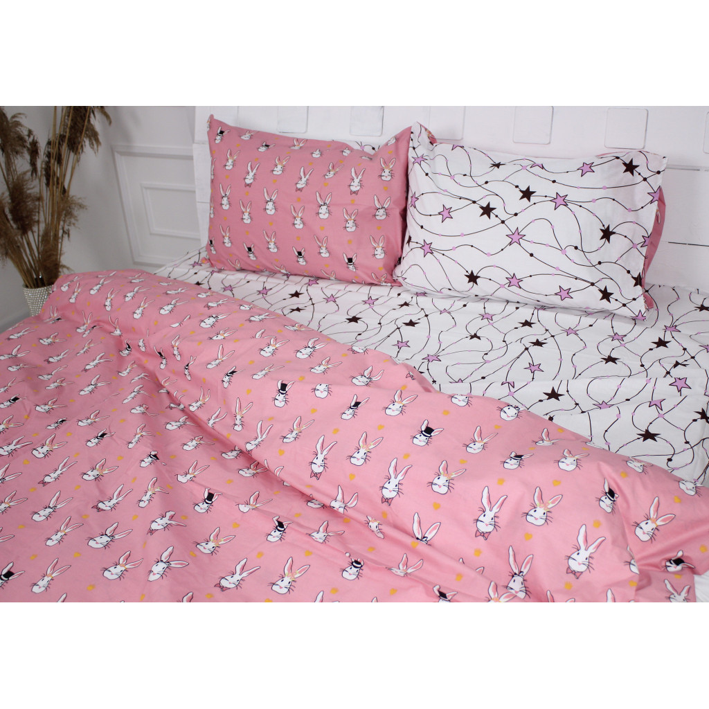 Постільна білизна MirSon Бязь 17-0528 Bunnies pink Євро (2200003671742) - зображення 3