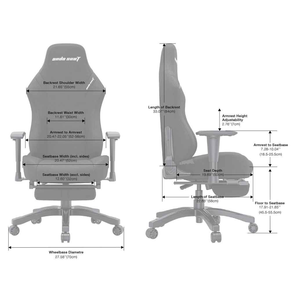 Крісло ігрове Anda Seat Luna Pro Fabric Size L Dark Gray (AD18T-44-GB-F) - зображення 8