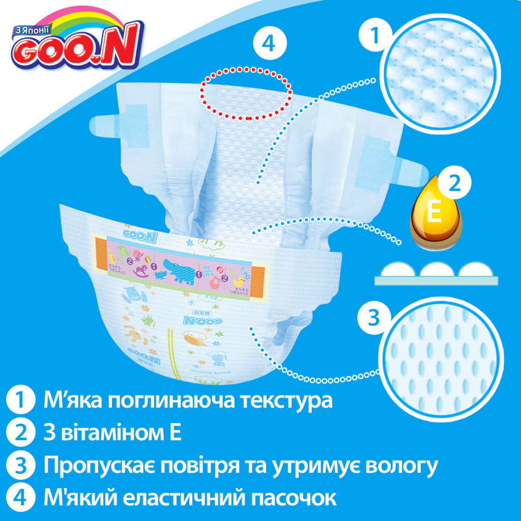 Підгузки GOO.N М для дітей 6 - 11 кг унісекс 64 шт (843154) - зображення 4