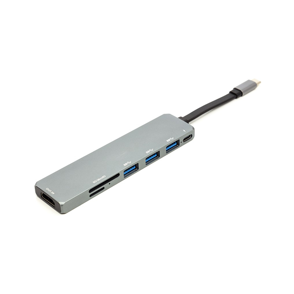 Концентратор USB 3.1 Type-C to USB Hub, HDMI, Card Reader (SD, micro SD) PowerPlant (CA912094) - зображення 1