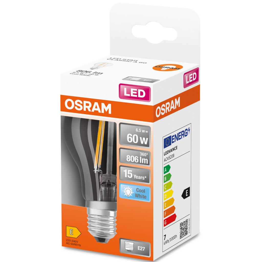 Лампочка Osram LED CL A60 6,5W/840 230V FIL E27 (4058075112308) - зображення 5
