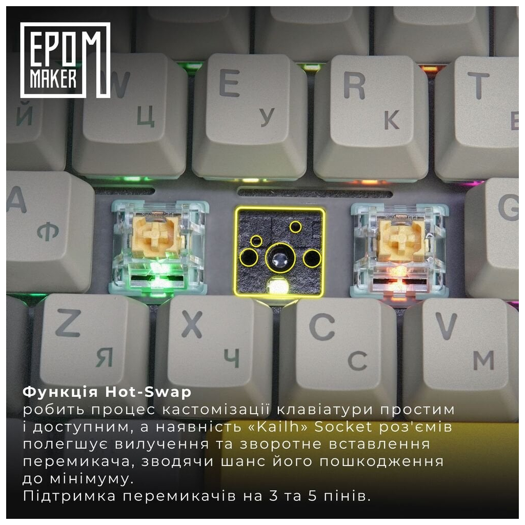 Клавіатура Epomaker TH80 Pro V2 75 Sea Salt Silent Switch Hot-Swap LCD Screen RGB Wireless/Bluetooth/USB UA Black (TH80-PROV2-B-SS) - зображення 10