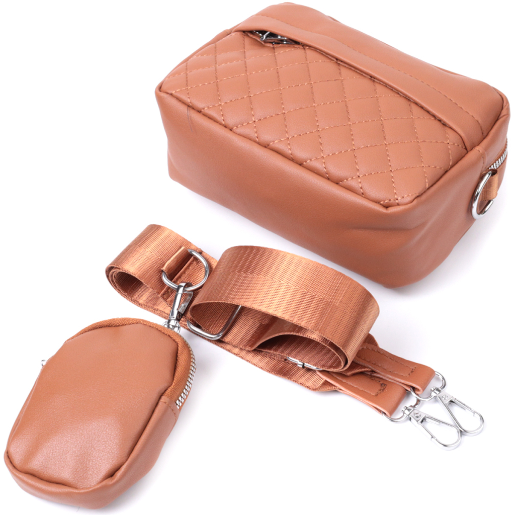 Сумка Vintage Жіноча крос-боді з монетницею з екошкіри Руда (22795) - зображення 5