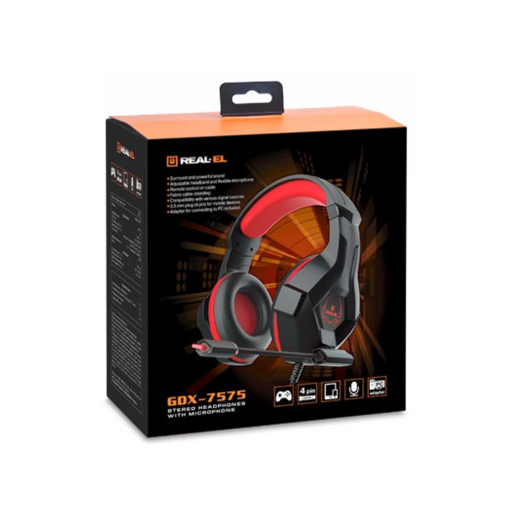 Навушники REAL-EL GDX-7575 Black-Red - зображення 12