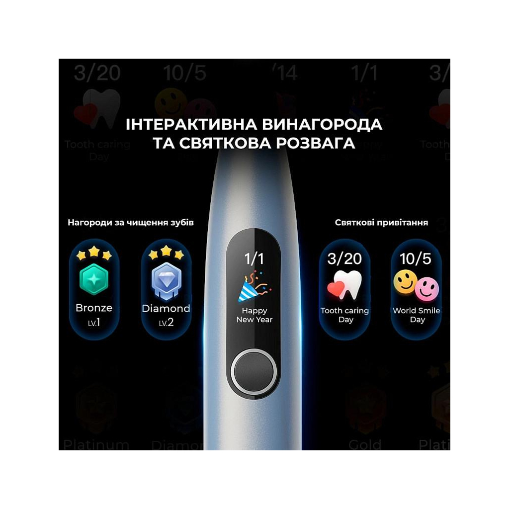 Електрична зубна щітка Oclean X Plus Pro Digital Silver (6970810556179) - зображення 9