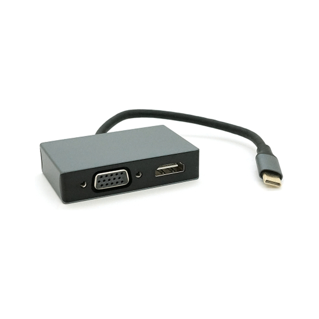 Концентратор Voltronic USB-C 4-in-1 USB 3.0 + USB-C + HDMI + VGA 0.23m silver (YT-HTC4in1) - зображення 2