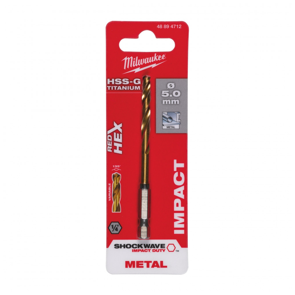 Свердло Milwaukee по металу RedHEX HSS-G TiN, 5,0 мм (48894712) - зображення 3