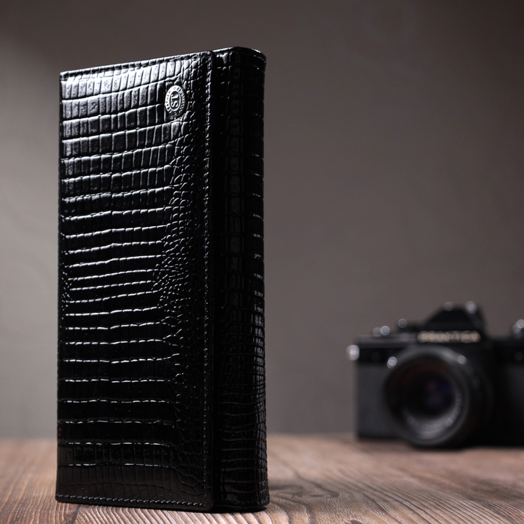 Гаманець ST Leather Шкіряний Чорний (22683) - зображення 9