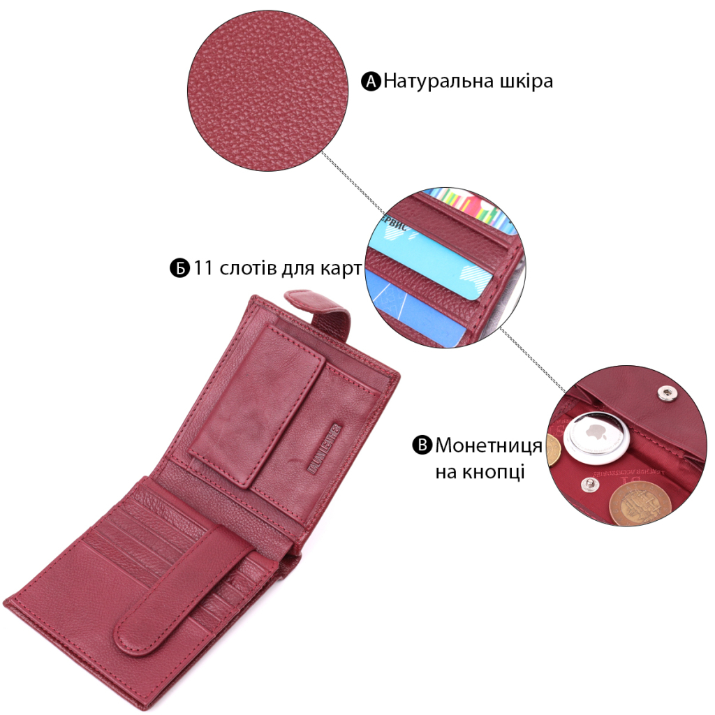 Гаманець ST Leather З натуральної шкіри Бордовий (22554) - зображення 5
