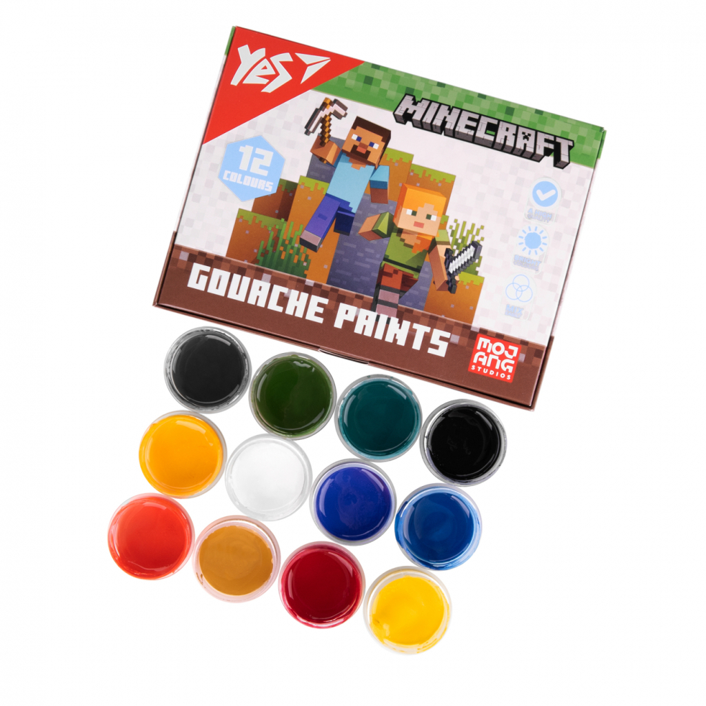 Гуашеві фарби Yes Minecraft 12 кольорів по 20 мл (230407) - изображение 4