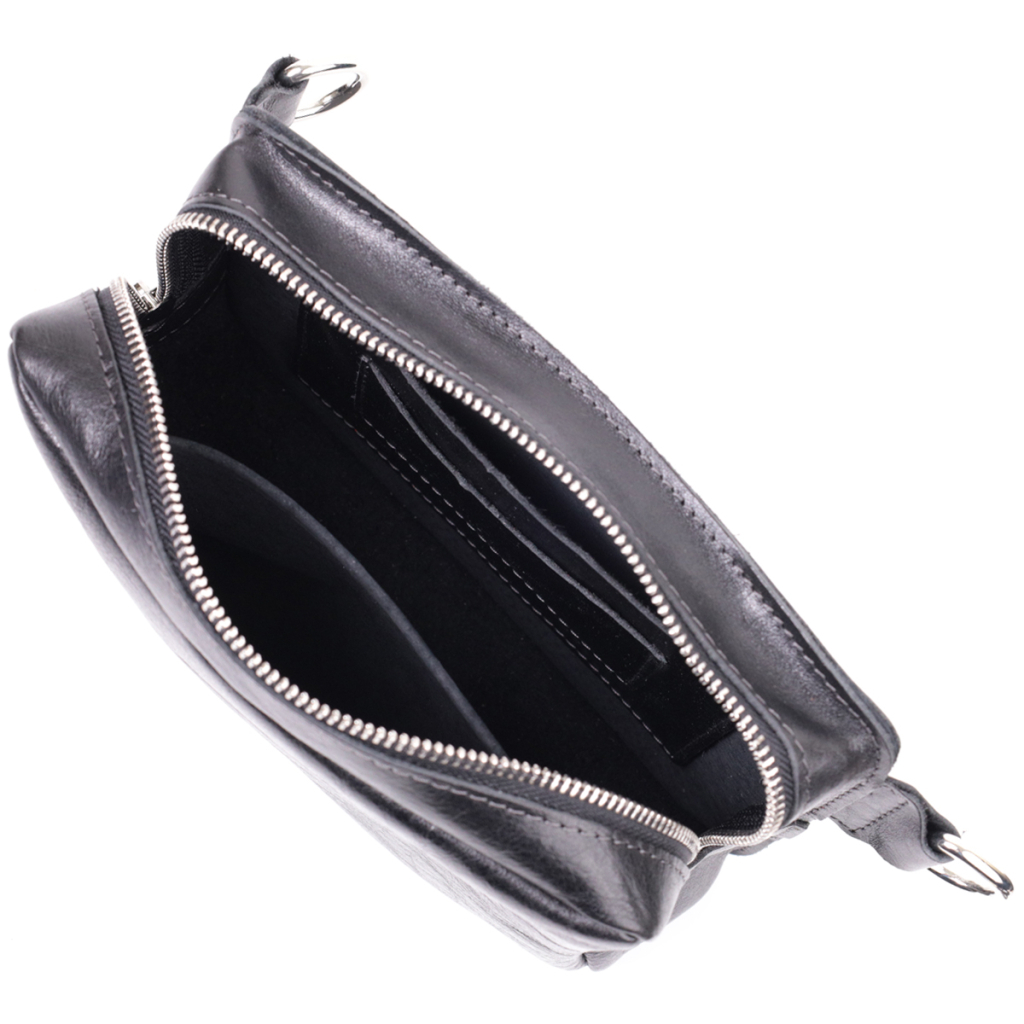 Сумка Grande Pelle Бананка з натуральної шкіри Чорна (22576) - зображення 8