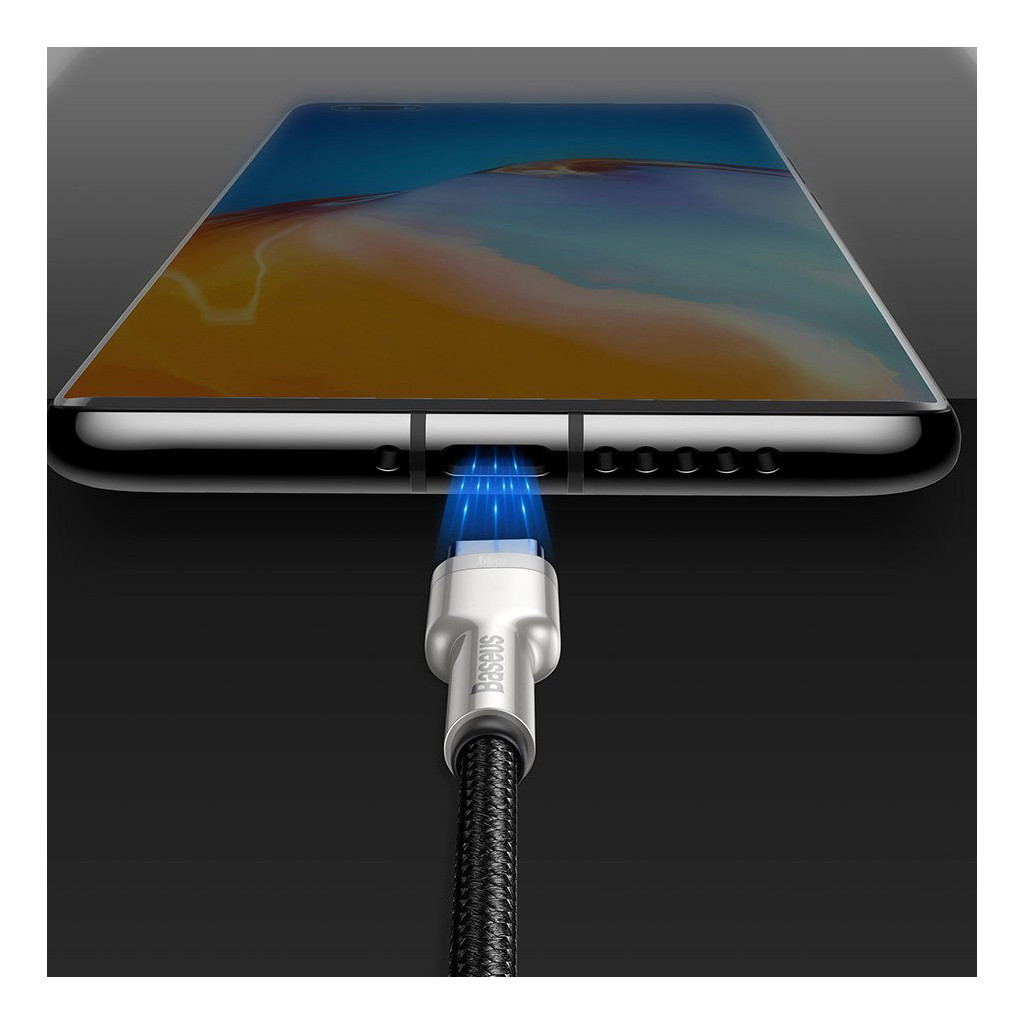 Дата кабель USB 3.1 AM to USB-C 0.25m 6.0A 66W Cafule Series Metal Black Baseus (CAKF000001) - зображення 11