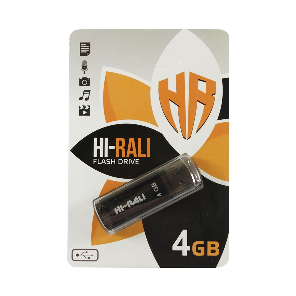 USB флеш накопичувач Hi-Rali 4GB Stark Series Black USB 2.0 (HI-4GBSTBK) - зображення 1