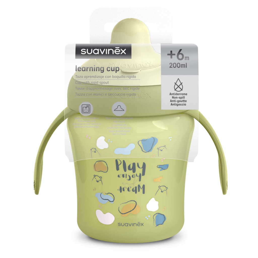 Поїльник-непроливайка Suavinex Bear Family чашка з носиком, 200 мл,+6 міс. зелена (402643) - зображення 4