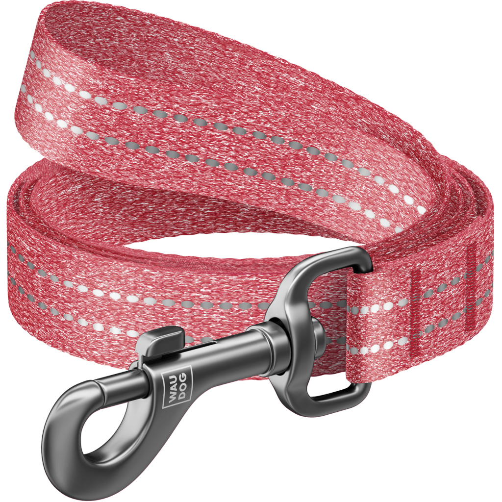 Повідець для собак WAUDOG Re-cotton світловідбивний S Ш 15 мм Д 150 см червоний (40123) - зображення 1