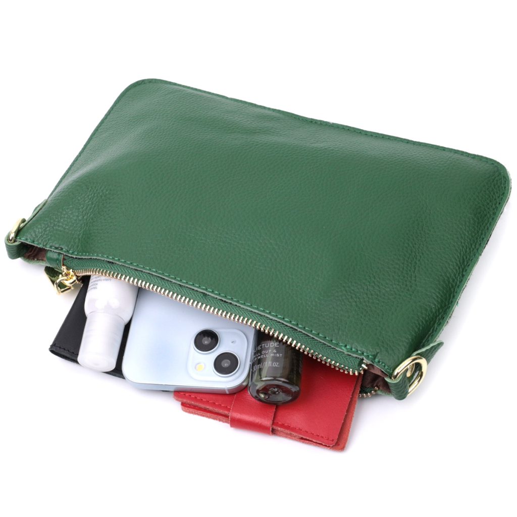 Сумка Vintage Жіноча з двома ременями з натуральної шкіри Зелена (22647) - зображення 9