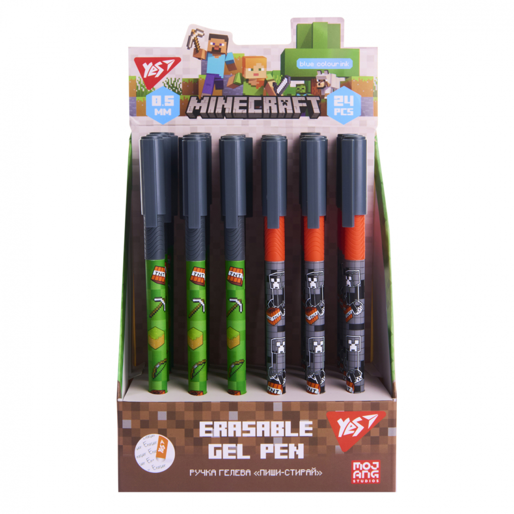 Ручка гелева Yes пиши-стирай Minecraft 0,5 мм, синя (420467) - зображення 3