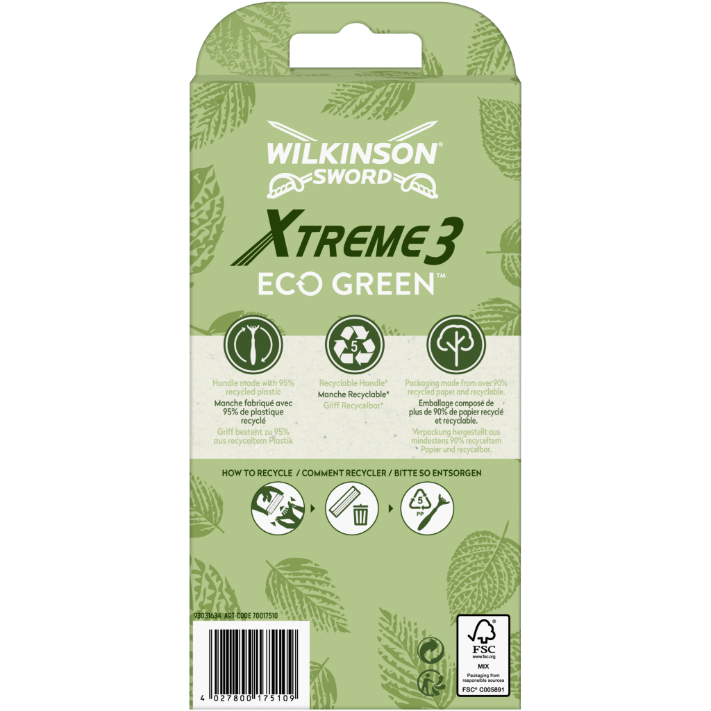 Бритва Wilkinson Sword Xtreme3 Eco Green 4 шт. (4027800175000) - изображение 2