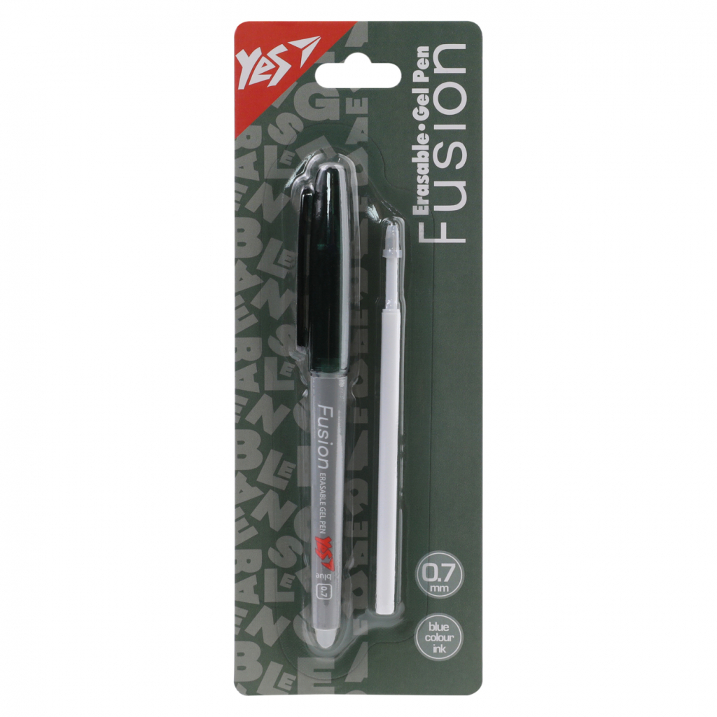 Ручка гелева Yes пиши-стирай Fusion Graphite у наборі зі стрижнем 0,7 мм синя (420461) - зображення 1
