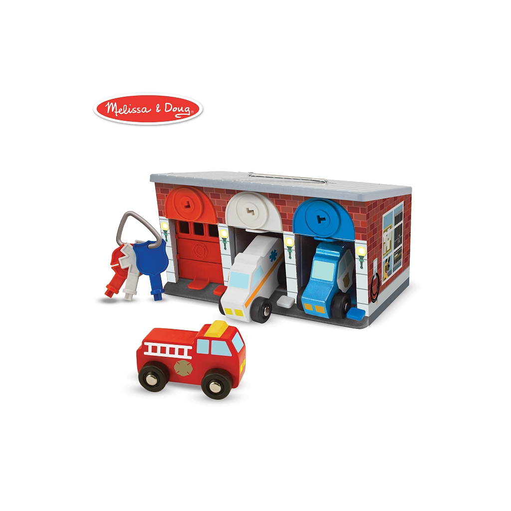 Ігровий набір Melissa&Doug Дерев'яний гараж рятувальних машин з ключами (MD4607) - зображення 5