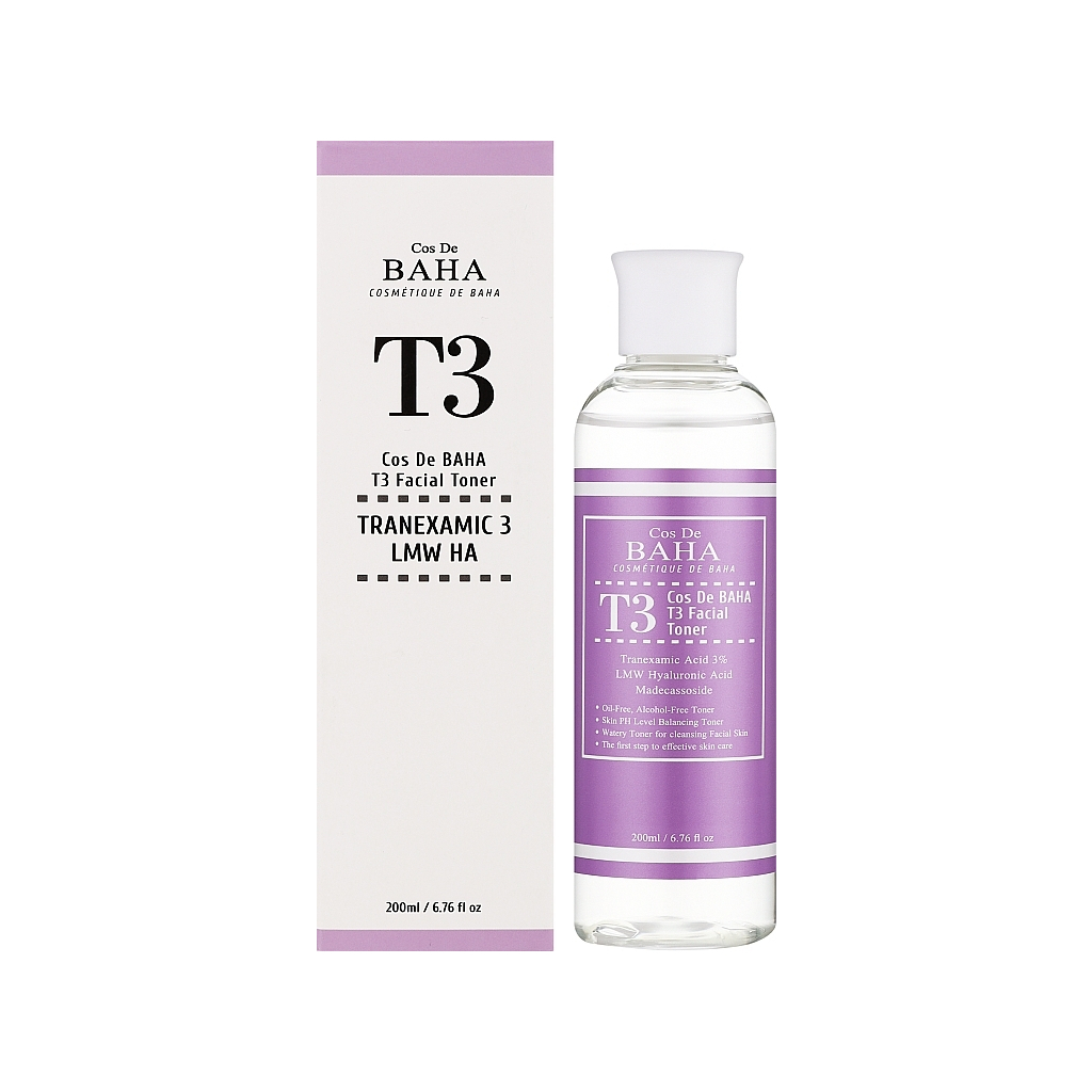 Тонік для обличчя Cos De BAHA Tranexamic 3% T3 Facial Toner З транексамовою кислотою 200 мл (8809240319338) - изображение 1