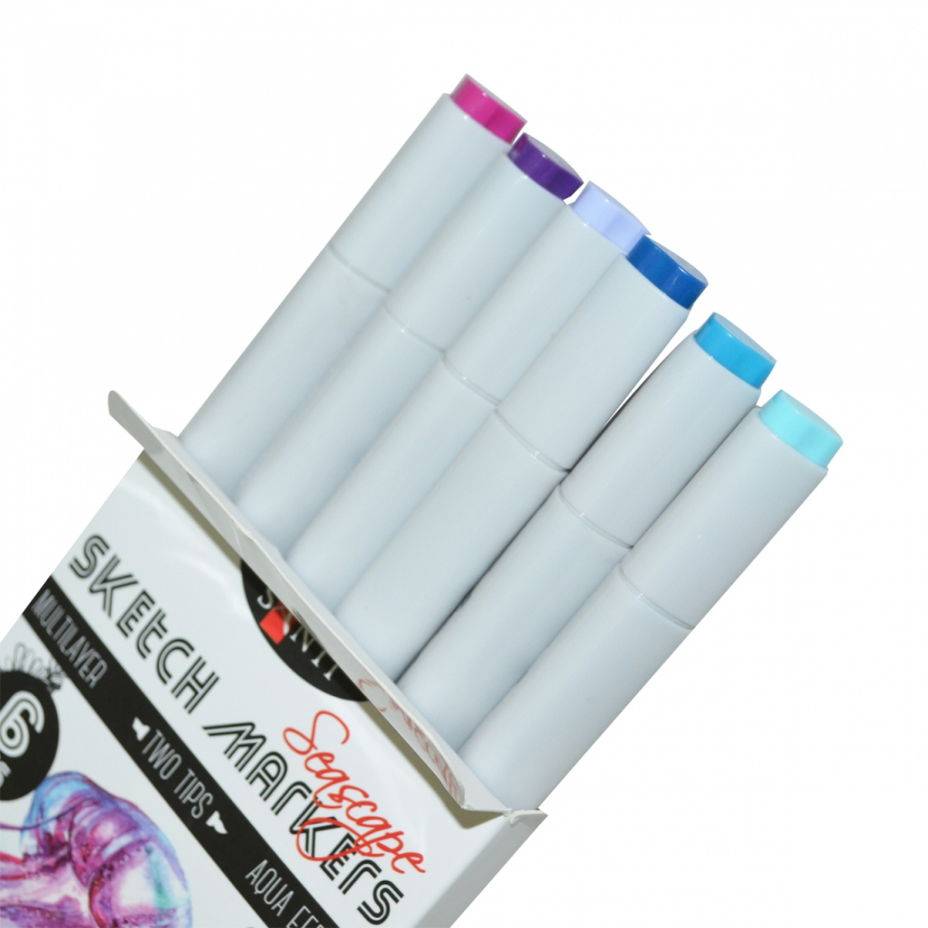 Художній маркер Santi набір двосторонніх sketch Seascape 6 шт (390567) - зображення 3