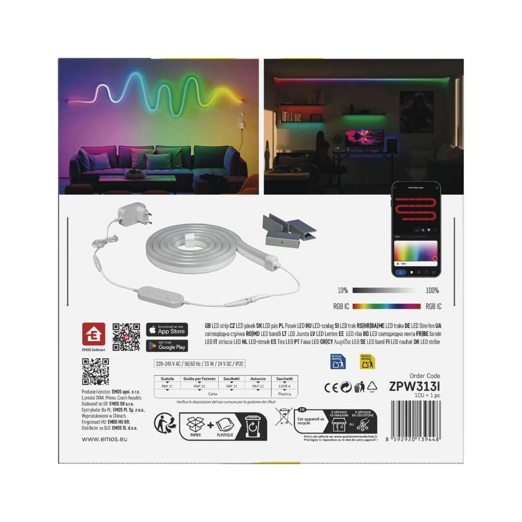 Світлодіодна стрічка EMOS ZPW313I NEON white 3 m 24 Вт RGBIC WiFi (ZPW313I) - изображение 5