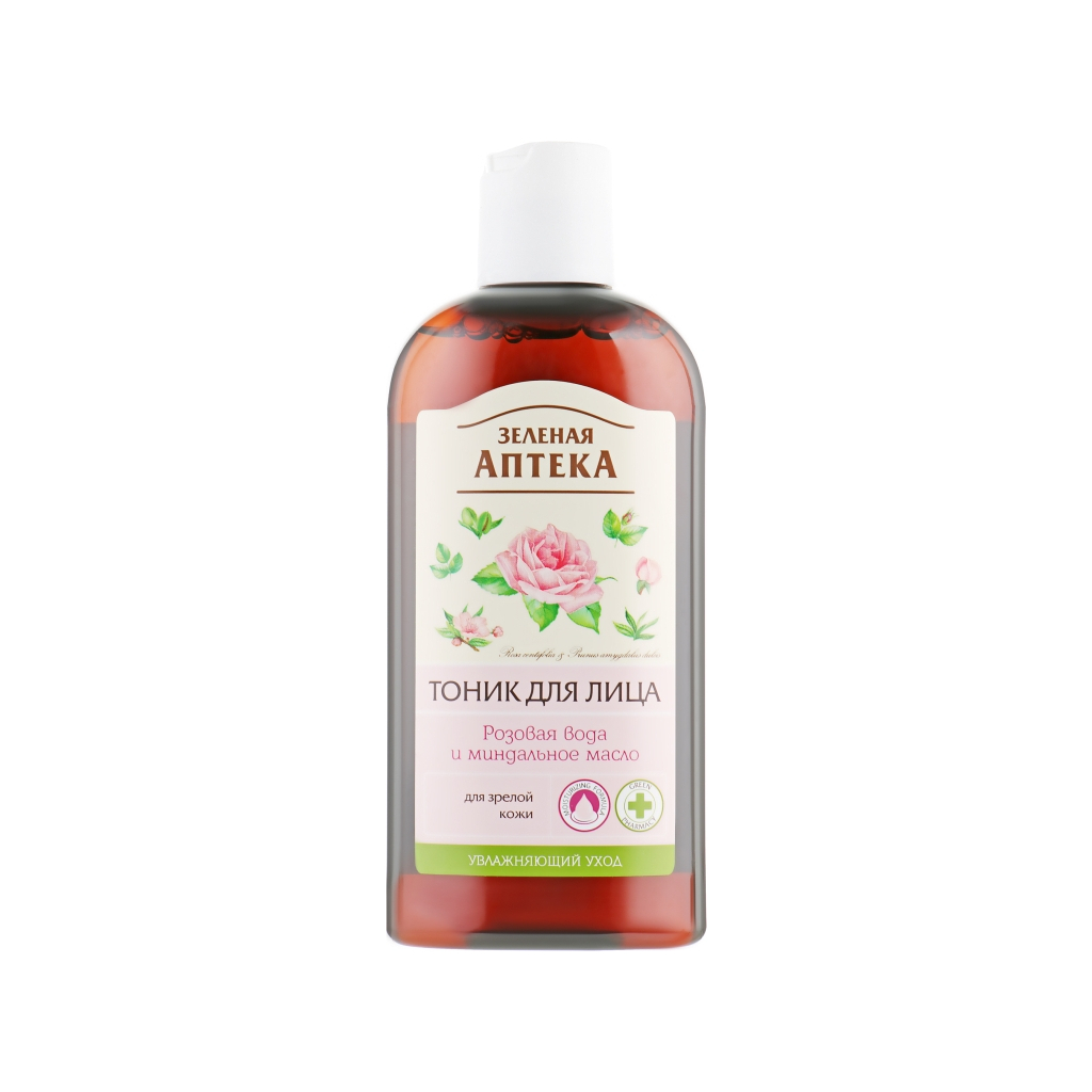 Тонік для обличчя Зелена Аптека Рожева вода та мигдальна олія 200 мл (4823015929694) - зображення 1