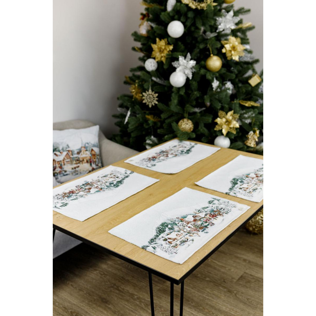 Серветка на стіл Прованс гобеленова з велюром Зимове місто 30х50 см (4823093450479) - зображення 4