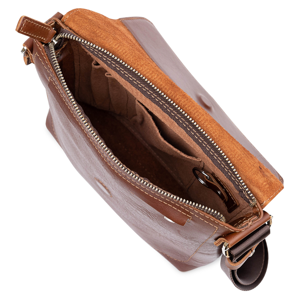 Сумка Grande Pelle Шкіряна чоловіча через плече Коричнева (11567) - зображення 6