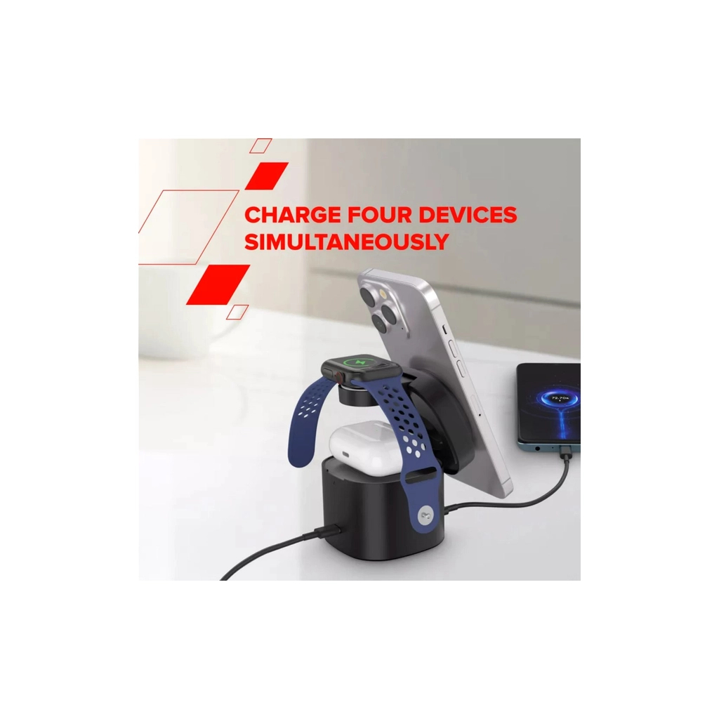 Зарядний пристрій Canyon 4-in-1 wireless charging stand 30W + cable 1.0m black (CNS-WCS405BW/A) - зображення 5