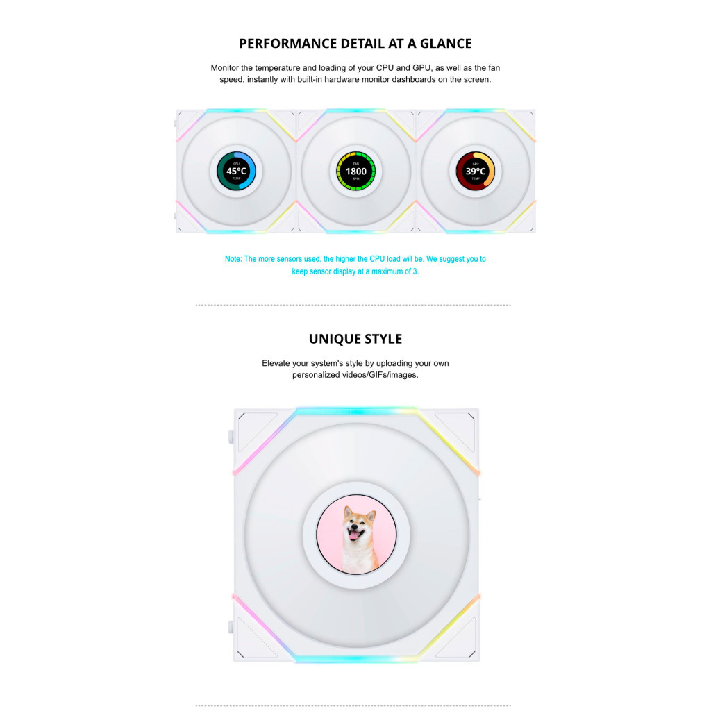 Кулер до корпусу Lian Li TLLCD 120-3, White Cooler (G99.12TLLCD3W.00) - зображення 11