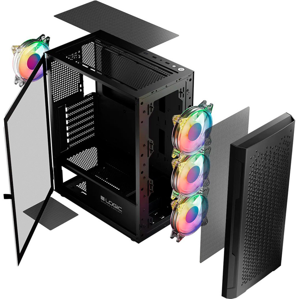 Корпус Logic concept ARAMIS MESH+GLASS ARGB fans 4x120mm BLACK (AT-ARAMIS-10-0000000-0002) - зображення 11