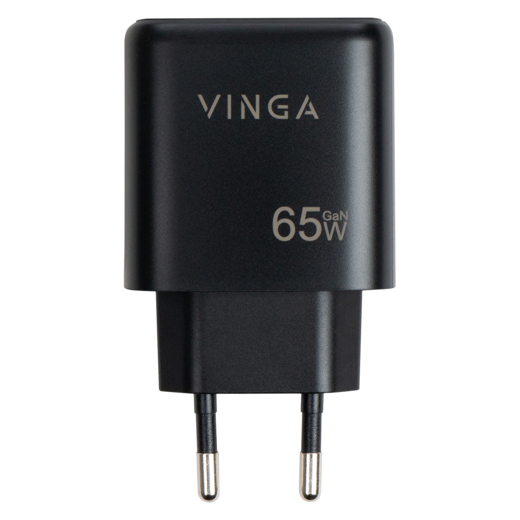 Зарядний пристрій Vinga GaN 65W PD+QC 1C1A ports Wall Charger (VCPCHCA65B) - зображення 4