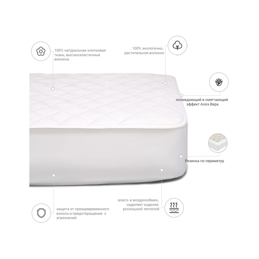 Наматрацник MirSon № 964 Natural Line Стандарт Cotton Aloe Vera 90x200 см (2200000836045) - зображення 3