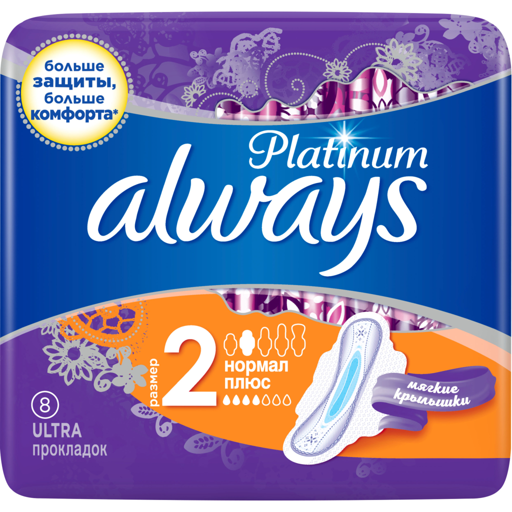 Гігієнічні прокладки Always Ultra Platinum Collection Normal Plus 8 шт. (8001090430540) - изображение 2