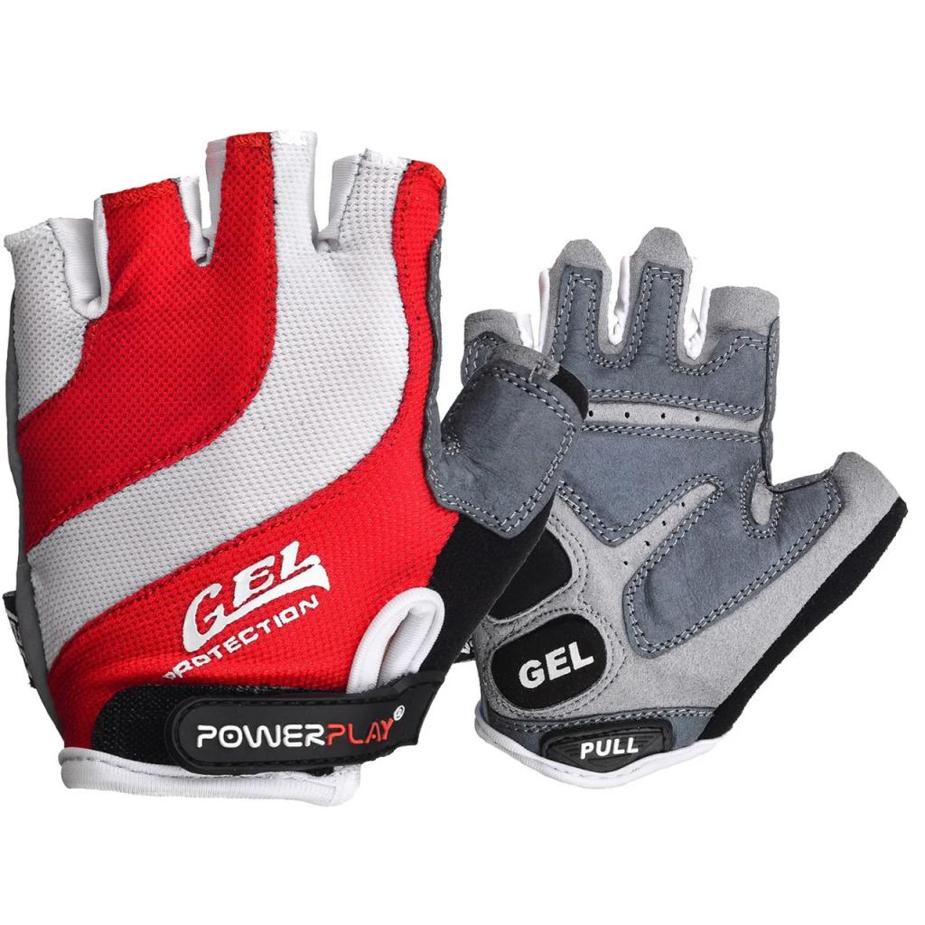 Велорукавиці PowerPlay 5034 White/Red M (5034A_M_Red) - зображення 1