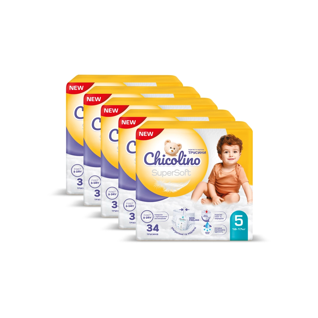 Підгузки Chicolino Super Soft Розмір 5 (12-17 кг) 34 шт, 4 Упаковки (4823098414667) - зображення 8