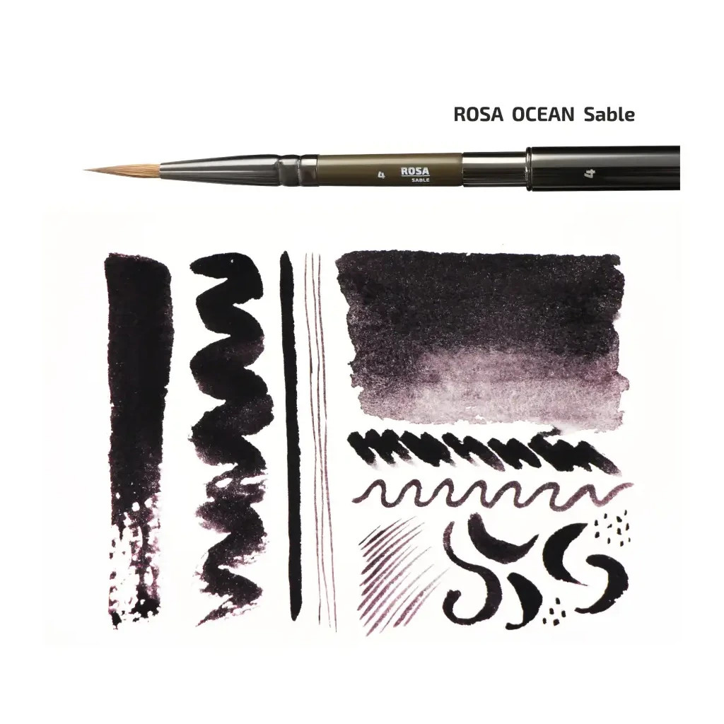 Пензлик для малювання Rosa Соболь круглий, TRAVEL BRUSH, OCEAN 168, № 2 (4823098516897) - изображение 6