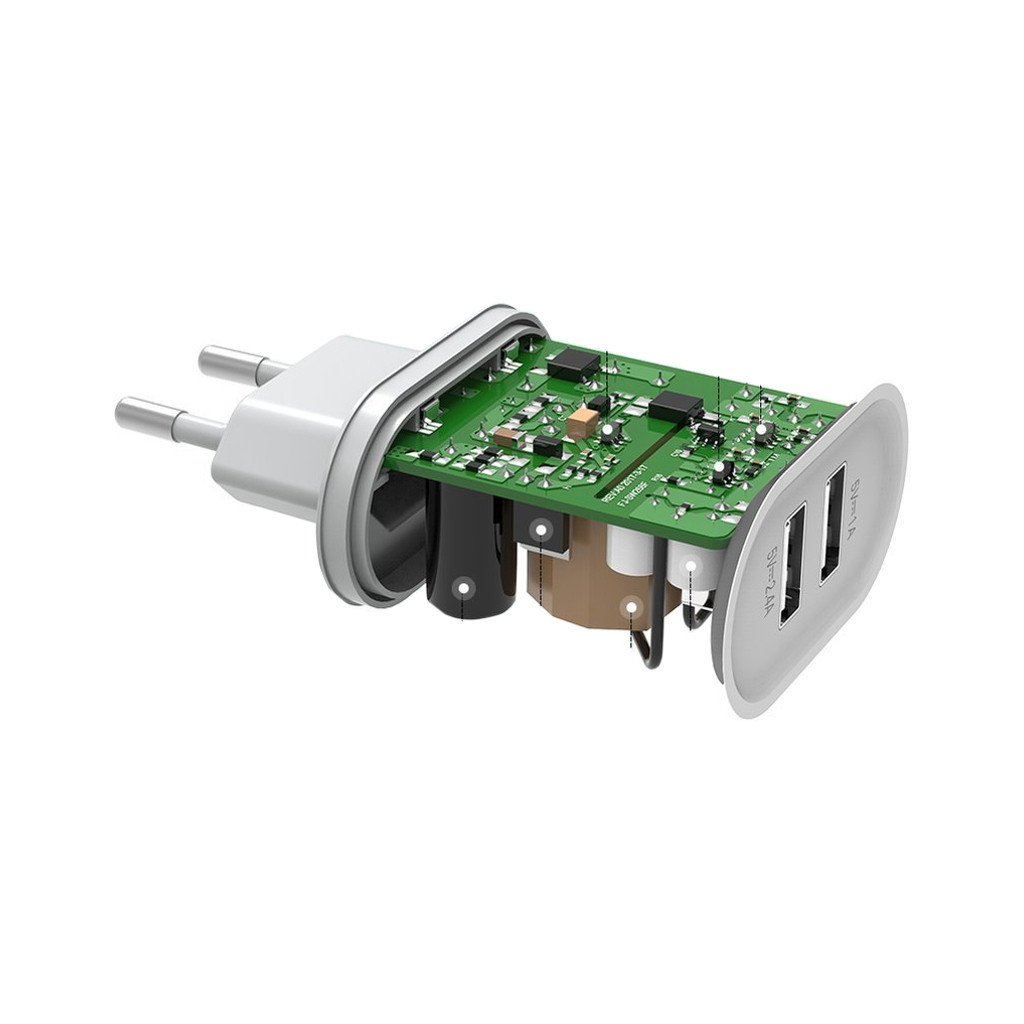 Зарядний пристрій Ugreen CD104 2xUSB 3.4A Charger (White) (20384) - зображення 2
