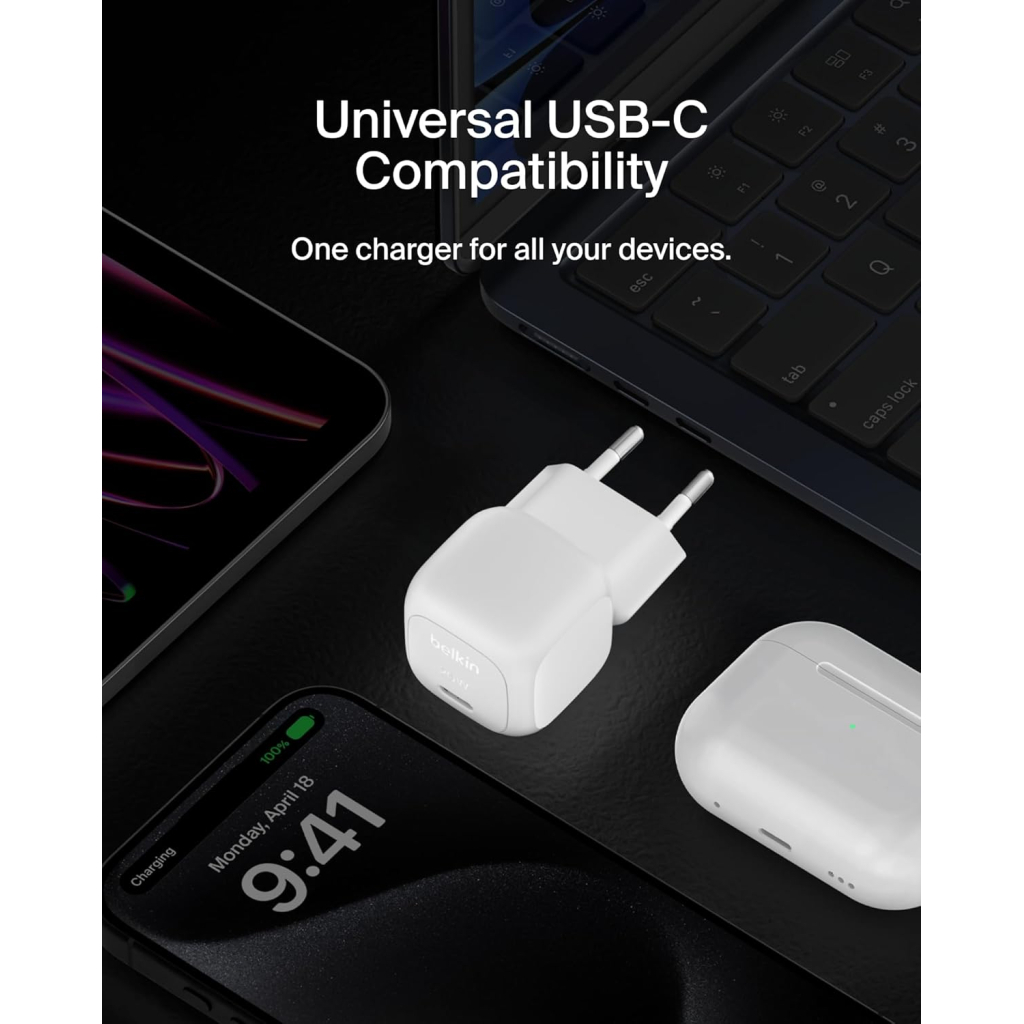 Зарядний пристрій Belkin USB-C PD20W PPS white (WCA009KQWH) - зображення 5