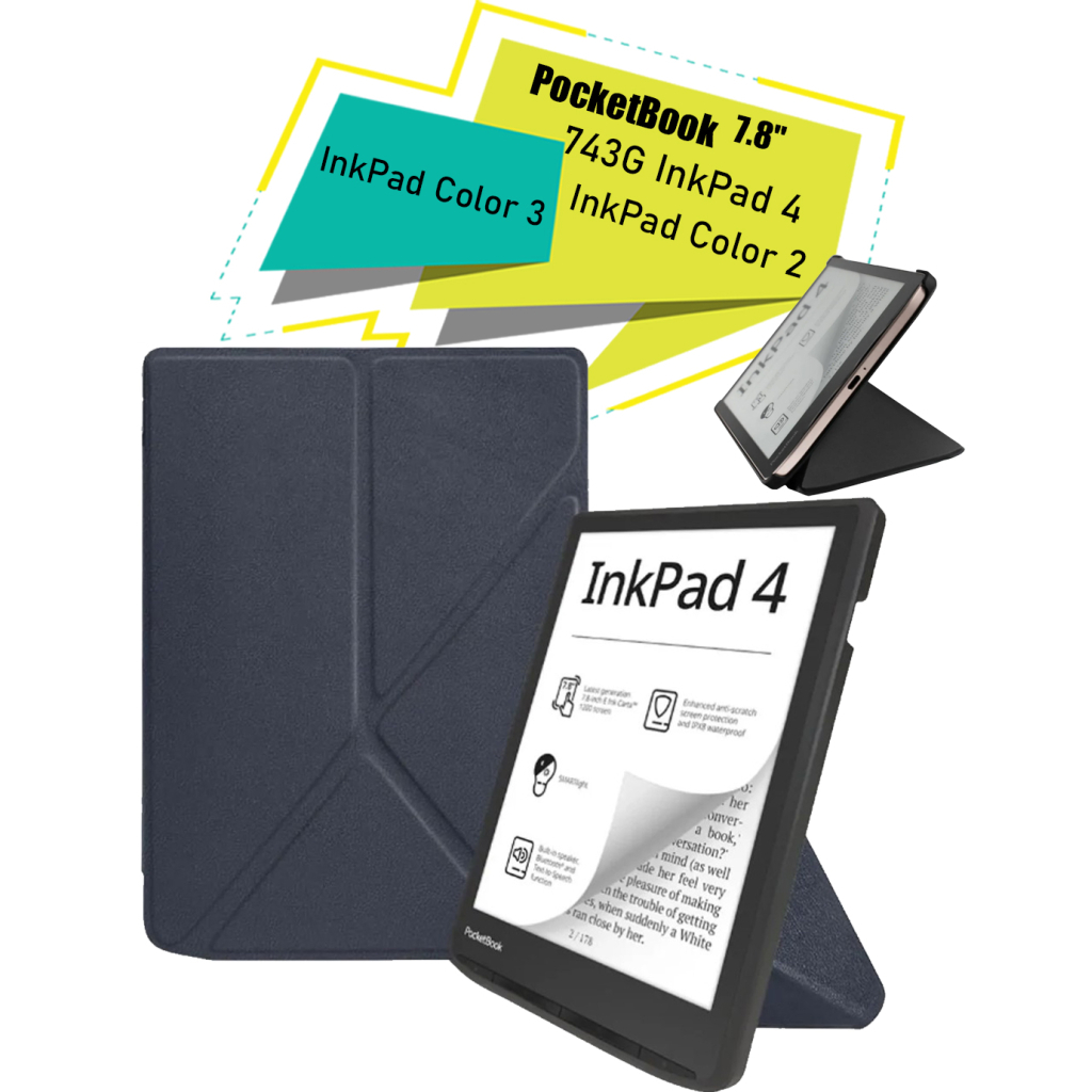 Чохол до електронної книги BeCover Ultra Slim Origami PocketBook 743G InkPad 4/InkPad Color 2/InkPad Color 3 (7.8") Deep Blue (713083) - изображение 1