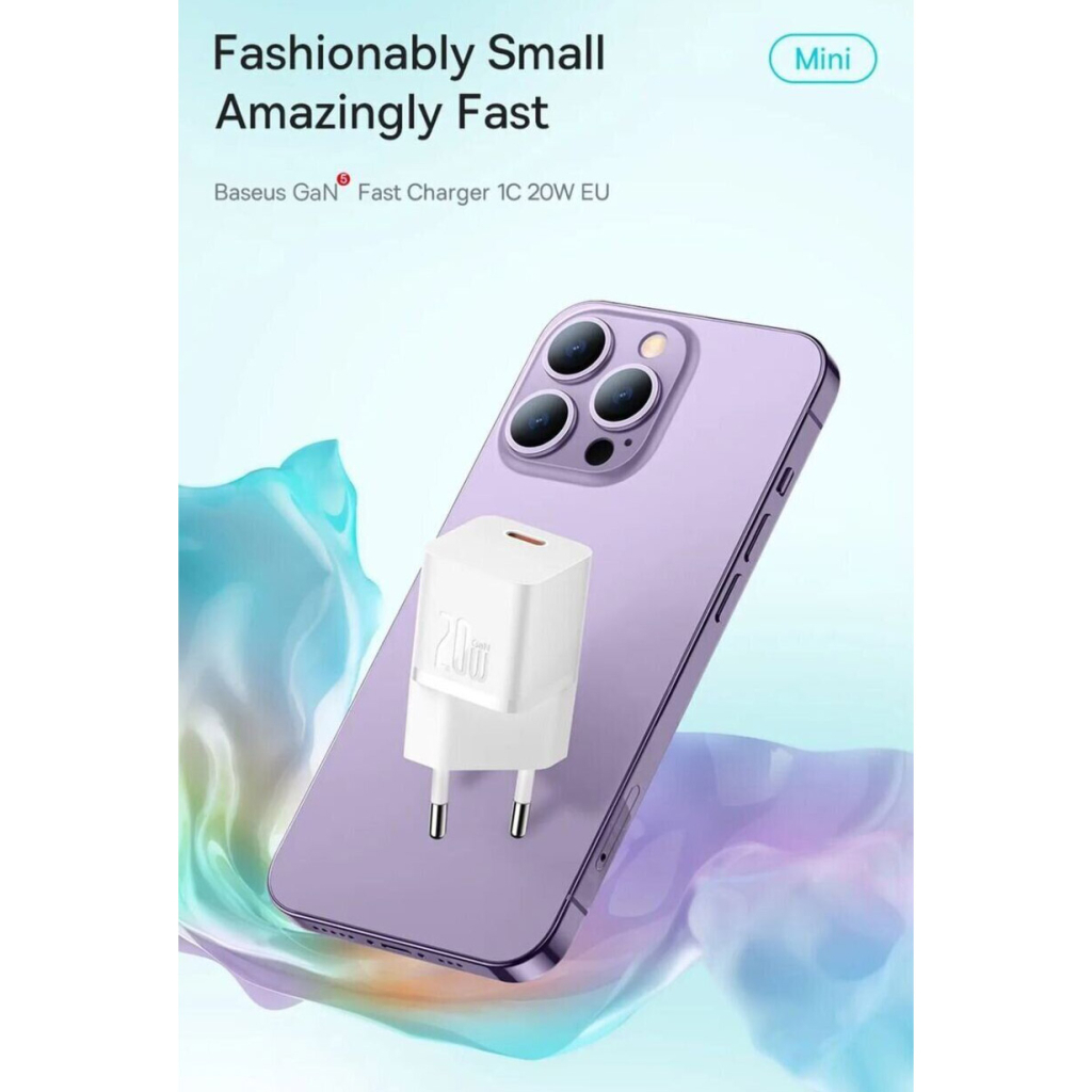 Зарядний пристрій Baseus GaN5 Fast Charger USB-C 20W white (CCGN050102) - изображение 8